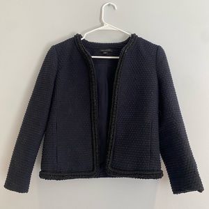 Ann Taylor Blue Tweed Jacket with Beaded Details 🌀